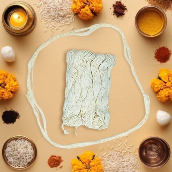 White Cotton Janau Thread for Puja(Pack of 5)